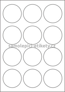 Etikety PRINT kruh průměr 60 mm (100xA4) - bílá matná polyesterová folie