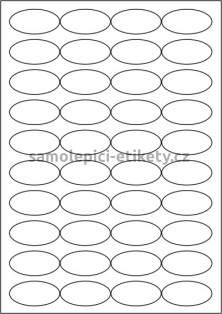 Etikety PRINT elipsa 45x25 mm (100xA4) - stříbrná matná polyesterová folie