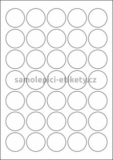 Etikety PRINT kruh 35 mm (100xA4) - stříbrná matná polyesterová folie