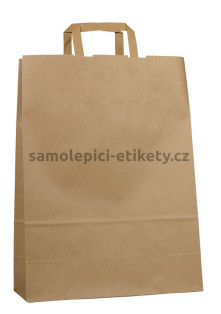 Papírová taška 32x13x42,5 cm s plochými papírovými držadly, přírodní, recyklovaný papír