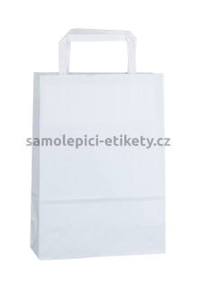Papírová taška 18x8x25 cm s plochými papírovými držadly, bílá