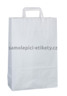 Papírová taška 26x11x38 cm s plochými papírovými držadly, bílá