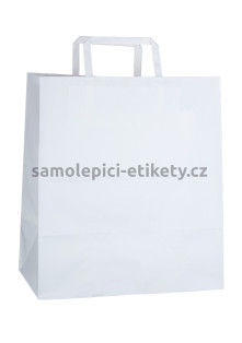 Papírová taška 26x16x29 cm s plochými papírovými držadly, bílá