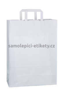 Papírová taška 32x13x42,5 cm s plochými papírovými držadly, bílá