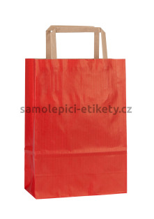 Papírová taška 18x8x25 cm s plochými papírovými držadly, červená
