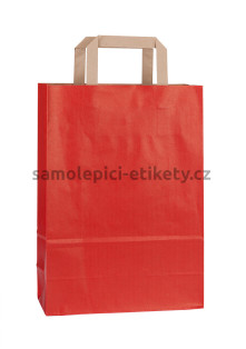 Papírová taška 23x10x32 cm s plochými papírovými držadly, červená