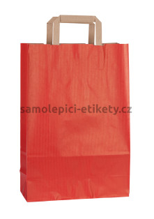 Papírová taška 26x11x38 cm s plochými papírovými držadly, červená