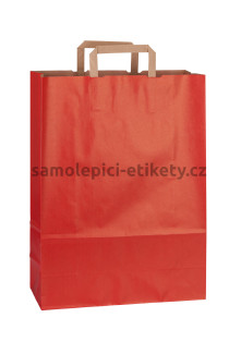 Papírová taška 32x13x42,5 cm s plochými papírovými držadly, červená
