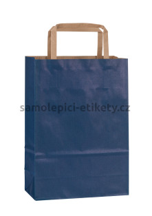Papírová taška 18x8x25 cm s plochými papírovými držadly, modrá