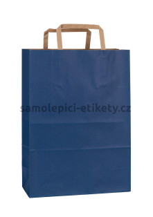 Papírová taška 23x10x32 cm s plochými papírovými držadly, modrá