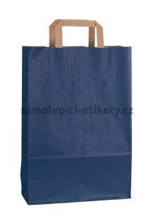 Papírová taška 26x11x38 cm s plochými papírovými držadly, modrá