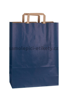 Papírová taška 32x13x42,5 cm s plochými papírovými držadly, modrá