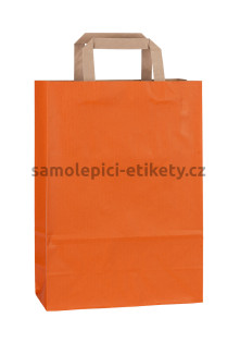 Papírová taška 23x10x32 cm s plochými papírovými držadly, oranžová
