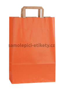 Papírová taška 26x11x38 cm s plochými papírovými držadly, oranžová