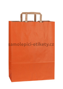 Papírová taška 32x13x42,5 cm s plochými papírovými držadly, oranžová