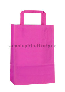 Papírová taška 18x8x25 cm s plochými papírovými držadly, růžová