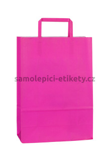 Papírová taška 23x10x32 cm s plochými papírovými držadly, růžová