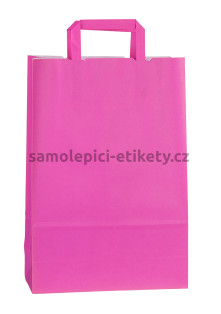 Papírová taška 26x11x38 cm s plochými papírovými držadly, růžová