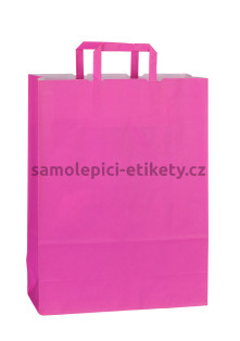 Papírová taška 32x13x42,5 cm s plochými papírovými držadly, růžová