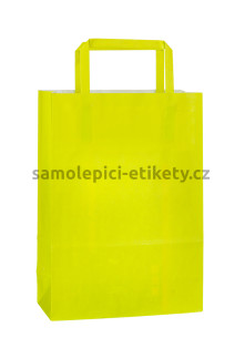 Papírová taška 18x8x25 cm s plochými papírovými držadly, zelenožlutá