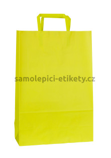 Papírová taška 26x11x38 cm s plochými papírovými držadly, zelenožlutá