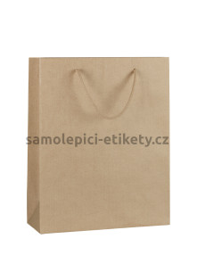 Papírová taška 22x10x27,5 cm s bavlněnými držadly, přírodní