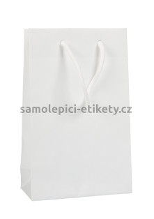 Papírová taška 16x8x25 cm s bavlněnými držadly, bílá