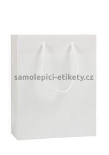 Papírová taška 22x10x27,5 cm s bavlněnými držadly, bílá