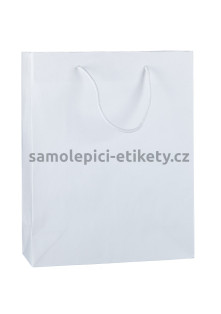 Papírová taška 32x13x40 s bavlněnými držadly, bílá