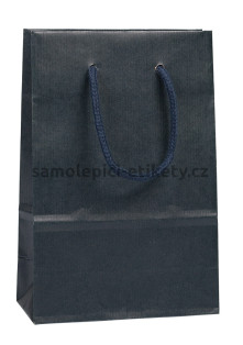 Papírová taška 16x8x24 cm s bavlněnými držadly, modrá