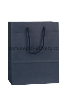 Papírová taška 25x11x31 cm s bavlněnými držadly, modrá