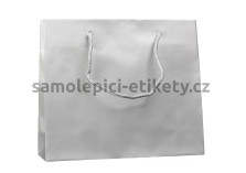 Papírová taška 32x10x27,5 cm s bavlněnými držadly, stříbrná matná