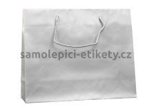 Papírová taška 38x13x31 cm s bavlněnými držadly, stříbrná matná