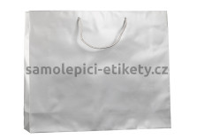 Papírová taška 54x14x44,5 cm s bavlněnými držadly, stříbrná matná