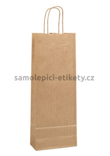 Papírová taška na láhev, 15x8x40 cm, s kroucenými papírovými držadly, přírodní