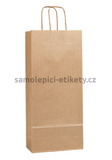 Papírová taška na dvě láhve, 18x8x40 cm, s kroucenými papírovými držadly, přírodní