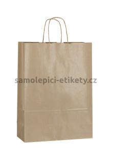 Papírová taška 32x13x42,5 cm s kroucenými papírovými držadly, přírodní rýhovaná