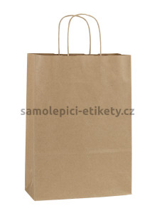 Papírová taška 23x10x32 cm s kroucenými papírovými držadly, přírodní, recyklovaný papír