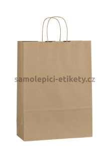 Papírová taška 32x13x42,5 cm s kroucenými papírovými držadly, přírodní, recyklovaný papír