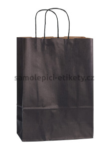 Papírová taška 23x10x32 cm s kroucenými papírovými držadly, černá