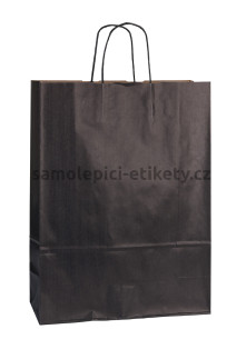 Papírová taška 32x13x42,5 cm s kroucenými papírovými držadly, černá
