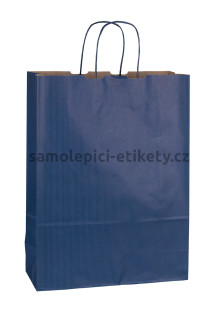 Papírová taška 32x13x42,5 cm s kroucenými papírovými držadly, modrá