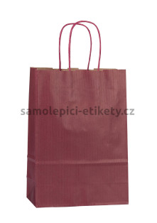 Papírová taška 18x8x25 cm s kroucenými papírovými držadly, vínová