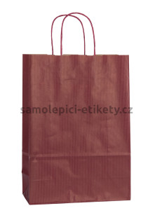 Papírová taška 23x10x32 cm s kroucenými papírovými držadly, vínová