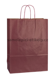 Papírová taška 32x13x42,5 cm s kroucenými papírovými držadly, vínová