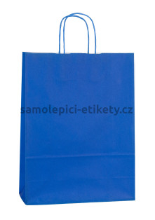 Papírová taška 23x10x32 cm s kroucenými papírovými držadly, modrá