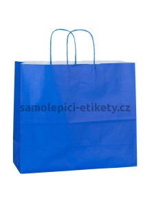 Papírová taška 32x13x28 cm s kroucenými papírovými držadly, modrá
