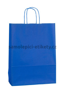 Papírová taška 32x13x42 cm s kroucenými papírovými držadly, modrá