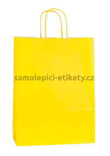 Papírová taška 26x11x34,5 cm s kroucenými papírovými držadly, žlutá