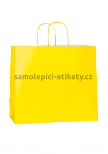Papírová taška 32x13x28 cm s kroucenými papírovými držadly, žlutá